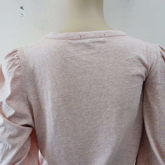 7 FOR ALL MANKIND Puff Sleeve Shirt - Heathered Pink- S EUC - Picture 5 of 8